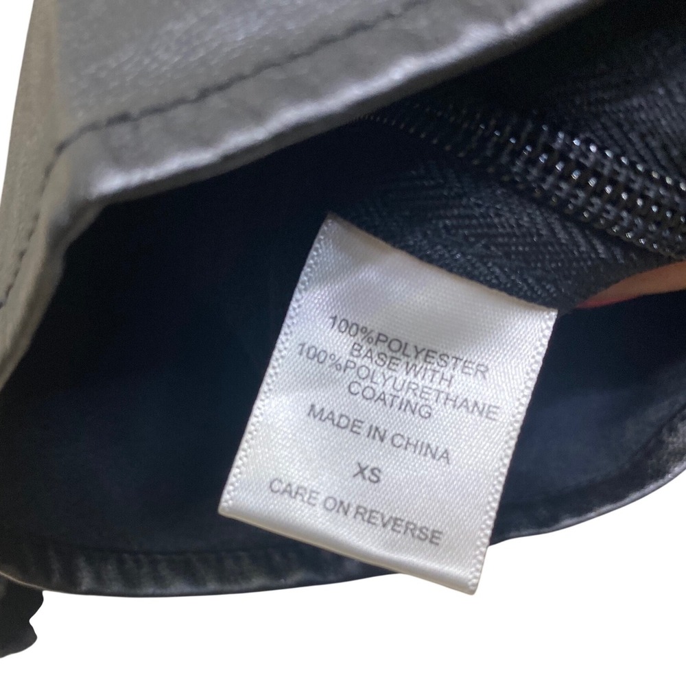 New York & Company Womens Black‎ Faux Leather Puff Sleeve Peplum Top XS Tie Back - Picture 5 of 5
